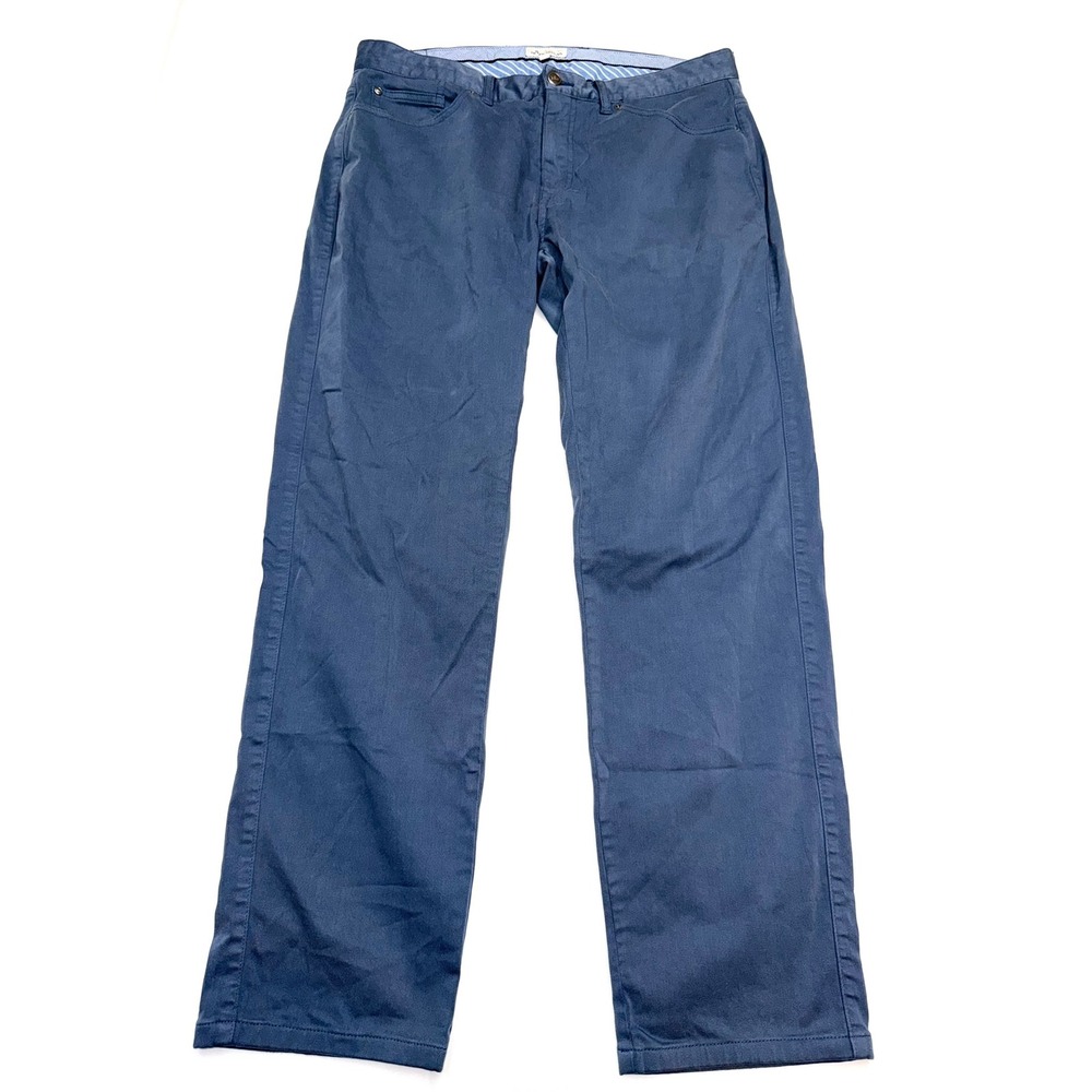 PETER MILLAR Mens 34x30 Blue Flat Front Straight Leg Casual Pants V13